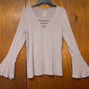Light pink and white stripped American Eagle long sleeve